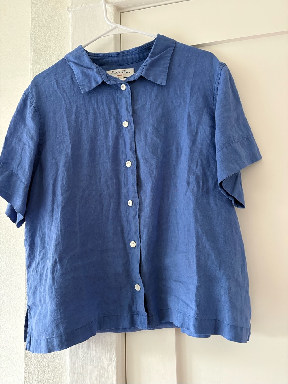 Alex Mill Blue Short-Sleeve Linen Camp Shirt